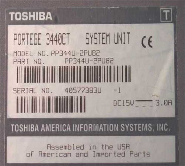 Toshiba PP344U-2PU82 Portege 3440CT Pentium III 500MHz,64MB,6GB HDD Laptop-AS IS