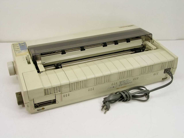 Epson ActionPrinter 4500 dot matrix printer – rear three-quarter view showing Centronics parallel port, AC power cord, and ventilation slots