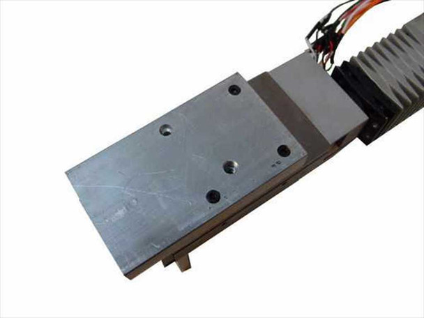 Micro Controle linear drive stage – top view of carriage platform showing mounting holes and slide rail