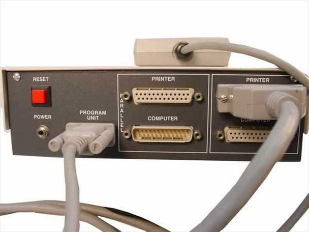 Hedman PCC8000 rear panel showing RESET button, POWER port, PROGRAM UNIT port, and parallel PRINTER and COMPUTER DB25 ports