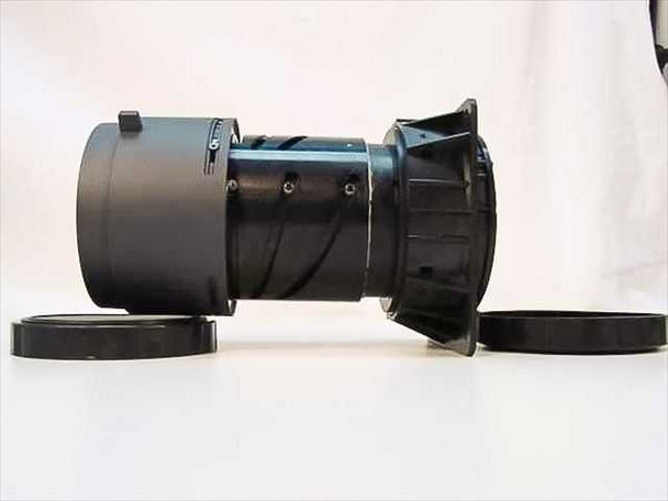 Toshiba PL13116 lens side profile view with front and rear lens caps removed, showing full barrel length