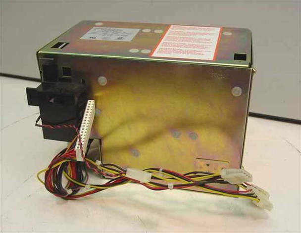 HP 45935-60231 Vectra Power Supply ETX-661E16M – side/bottom view showing gold metal chassis, AT power connector, and Molex peripheral connectors on wire harness