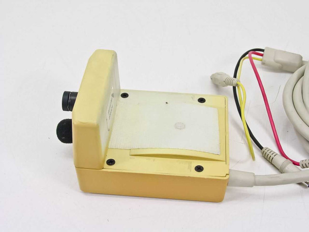 Avistar VideoLan 4e camera mic unit – side and bottom view showing yellow enclosure, label area, and cable exit
