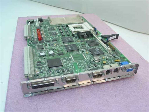HP D3393-60003 Vectra VL/5 Socket 5 system board — top view showing CPU socket, expansion slots, and rear I/O ports including parallel, serial, PS/2, and VGA connectors