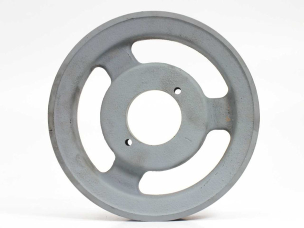 TB Woods 2AG61D cast iron V-belt sheave — straight-on face view showing bore hole, set-screw holes, and spoke pattern