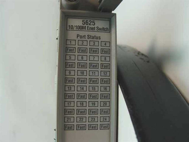 Nortel Bay Networks 5625 10/100 Enet Switch faceplate label showing Port Status indicators for all 24 ports labeled Fast
