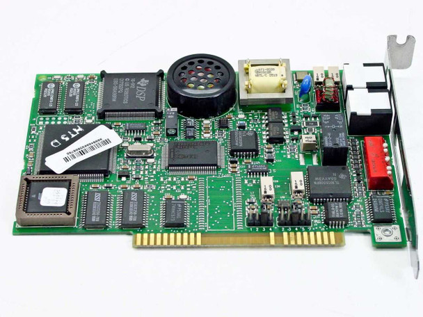 US Robotics Sportster 28800 ISA modem card — top view from opposite angle showing full PCB layout, ISSI memory chips, and transformer