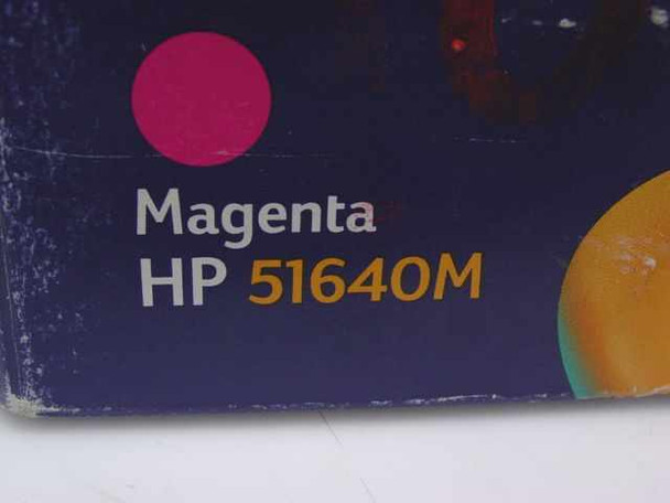 Close-up of HP 51640M Magenta label on retail box showing model number and color designation