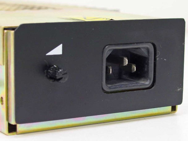 IBM 5641249 power supply — end panel detail showing IEC C14 AC input connector and fuse holder