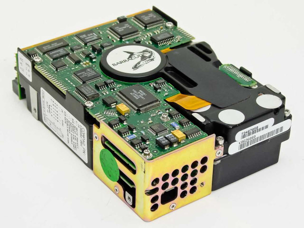 Seagate ST15150W Barracuda 4.3GB SCSI hard drive — angled top view showing PCB, actuator assembly, and rear connector area