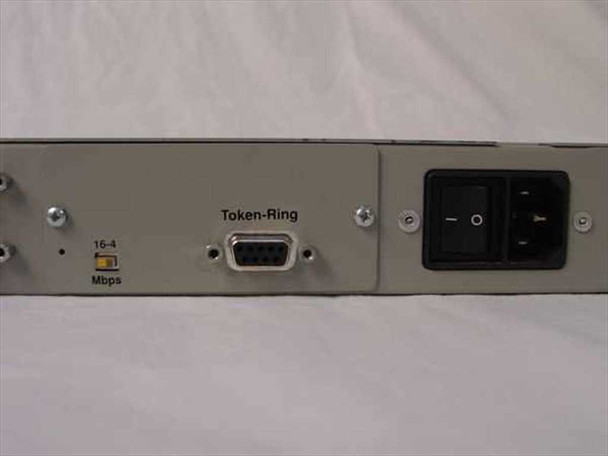 Shiva LanRover/8T – rear panel detail showing Token Ring DB-9 connector, 16-4 Mbps label, and IEC AC power switch