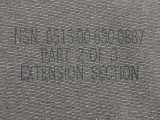 Close-up of canvas panel stamped NSN 6515-00-680-0887 Part 2 of 3 Extension Section