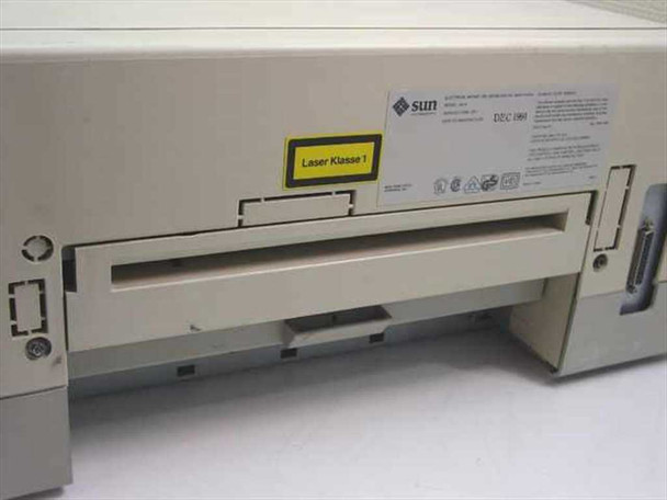 Sun QA-6 SPARCprinter rear paper tray area with Sun Microsystems label, Laser Klasse 1 safety sticker, and DEC date code visible