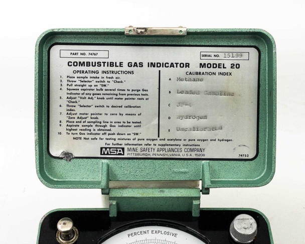 MSA Model 20 Portable Combustible Gas Indicator Methane/Leaded - Vintage - As Is