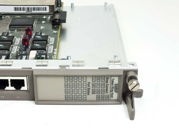Bay Networks 5505P front panel closeup showing '5505P' model label, Ring Connect and Port Status indicator grid, and two RJ-45 ports