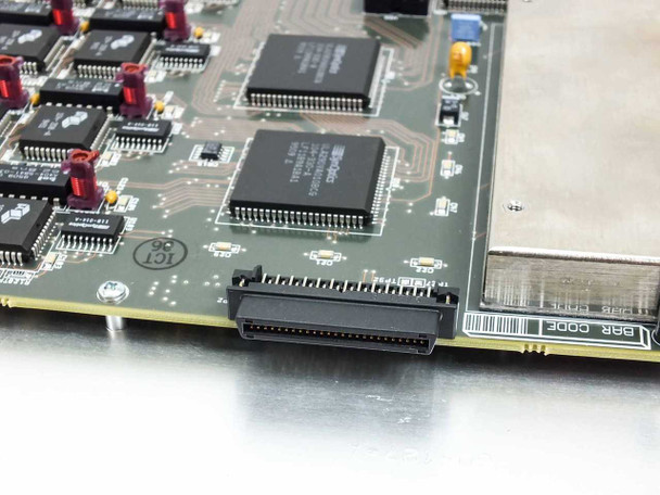 Bay Networks 5505P PCB close-up – large QFP controller IC and edge connector (card bus interface) detail