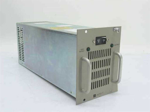 Lorain DB4S371 DC-DC Converter front panel with power switch, key input port, and Aspect branding — three-quarter left view