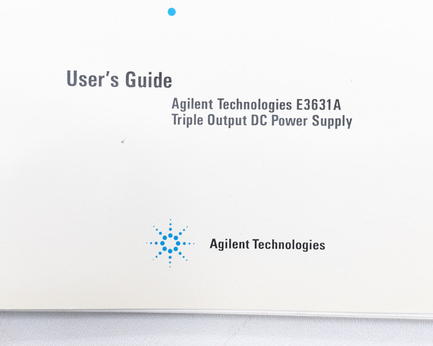 HP Agilent E3631A User's Guide – title page reading User's Guide, Agilent Technologies E3631A, Triple Output DC Power Supply