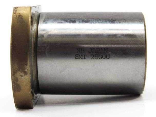 NB SMT25GUU Flange Slide Bush — side label view showing NB Japan branding and SMT 25GUU model marking