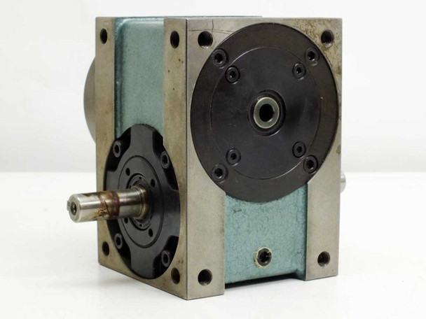 4.5D oscillating indexing drive rear-left angle view showing opposite side of output flange and housing body
