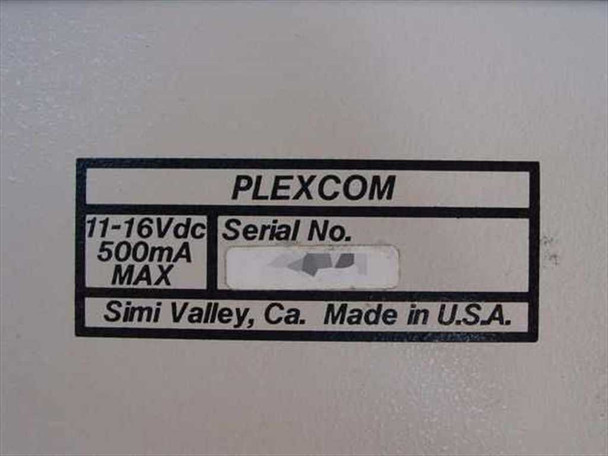 Plexcom STD Plexit 8054 – bottom label showing 11-16Vdc 500mA MAX power rating, serial number, Simi Valley CA, Made in USA