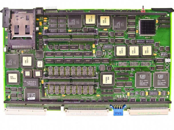 Bay Networks Communications Processor Board 111316-3213 – alternate top-side view showing LSI controller area, DRAM row, and card slot connectors