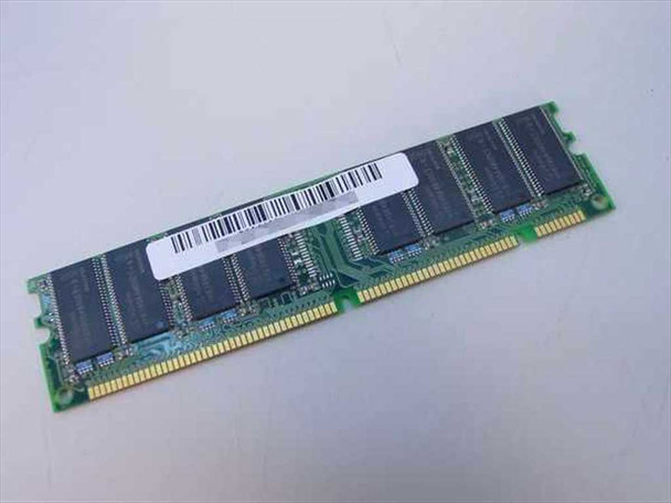 Infineon 128MB PC100 SDRAM DIMM module rear view showing barcode label and solder side of the 168-pin green PCB