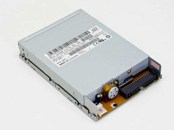 Dell 07F454 NEC FD1231T floppy drive — bottom rear view showing 34-pin ribbon connector, power connector, and PCB