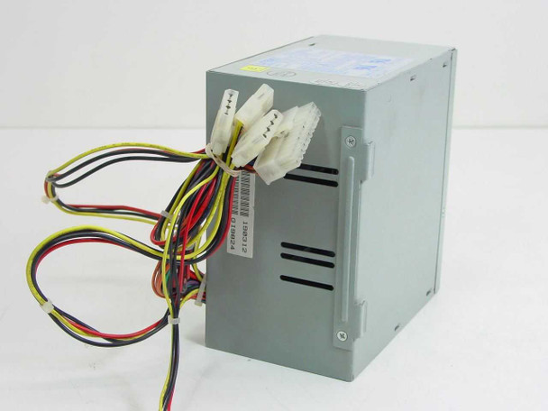 Packard Bell 190312 Lite-On PS-5101-2B 90W ATX power supply — side view showing 20-pin ATX connector and Molex peripheral connectors with harness