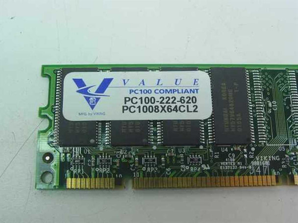 Viking Value PC100-222-620 PC1008X64CL2 label close-up showing PC100 compliant specification and Mfg by Viking branding