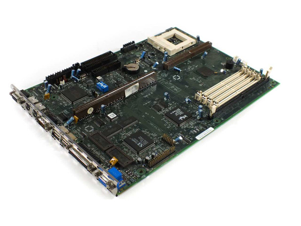 IBM 93H1699 Socket 7 motherboard for IBM 6577 6587 — angled front view showing PCI slots, SIMM slots, and onboard chipset