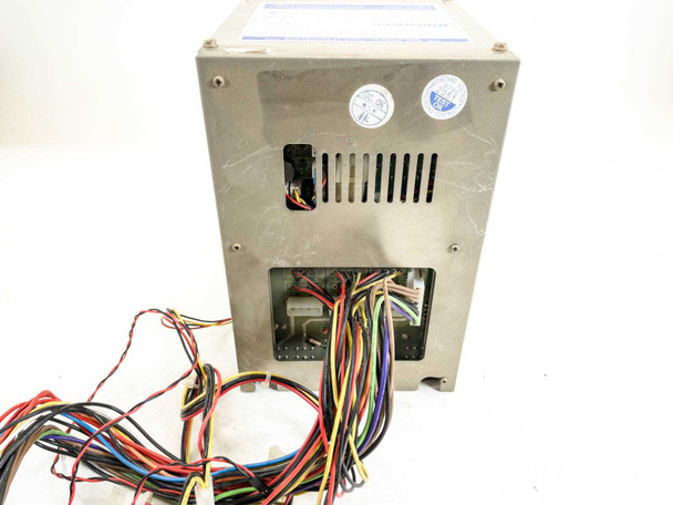 Topower TOP-RS1A – rear output wiring side showing full ATX cable harness and ventilation slots on back panel