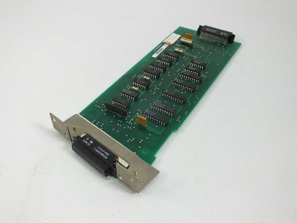 IBM 93F0614 Operator Panel Adapter Card – angled top view showing component side with DIP ICs and Burndy 48-pin connector bracket