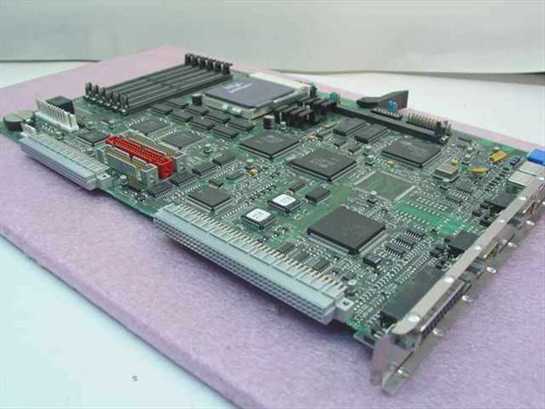 HP Vectra D3393-60001 motherboard – opposite angled view showing SIMM memory slots, IDE/floppy connectors, red keyed header, and main chipset ICs