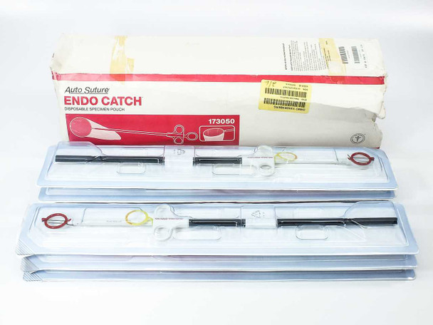USSC Auto Suture Endo Catch 173050 disposable specimen pouches in original box with multiple sealed trays visible