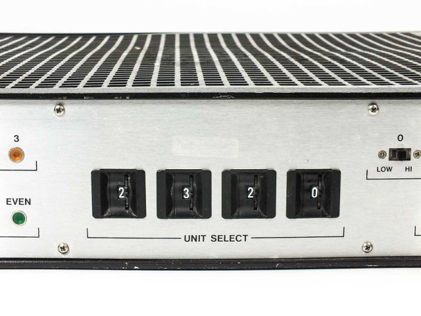 CST 10341 MAG Tape Controller – close-up of center front panel showing four UNIT SELECT rotary switches and LOW/HI density switch