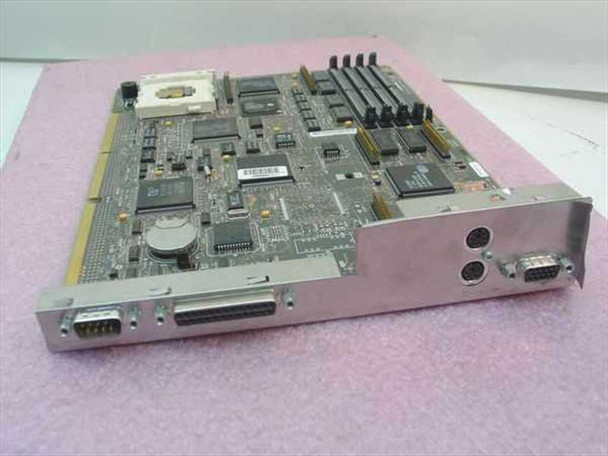 Compaq 003910-012 486 System Board motherboard with IO faceplate — front view showing SIMM slots, ISA expansion slots, Cirrus Logic chip, and rear IO bracket with serial, parallel, and VGA connectors