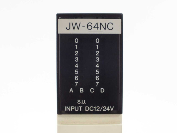 Sharp JW-64NC front label close-up showing model number, INPUT DC12/24V marking, and S.U. point map