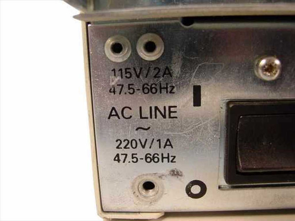 HP 2345A DTC – regulatory label showing serial number 2635F00877, Made in France, 115V 2A 47.5-66Hz, CSA and UL marks