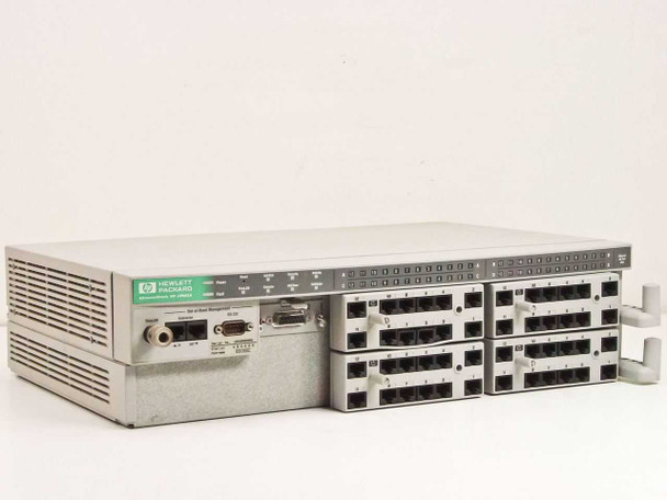 HP J2602A 48-Port 10-BaseT Hub with J2605A 12-Port Modulator Adapters