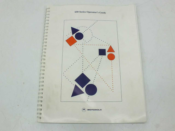 Motorola 630 Series Operator's Guide spiral-bound manual with geometric shapes cover design, Motorola logo