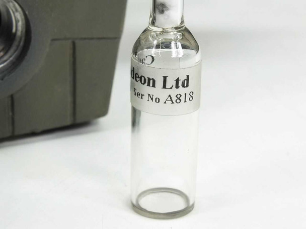 Cathodeон Ltd lamp cleaner vial reverse side showing full label with Cathodeон Ltd and serial number A818