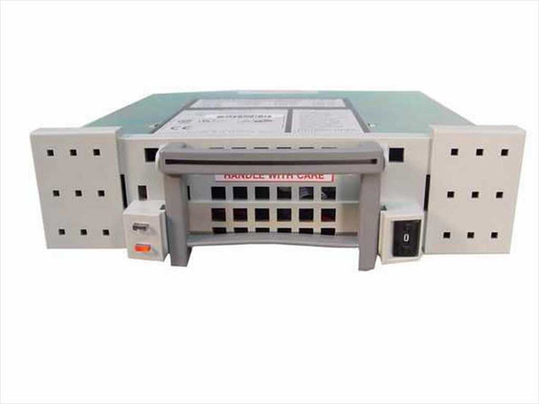 Streamlogic SM9100-01-4 SCSI Drive Chassis – front view showing drive bay door open, side ventilation slots, and power switch