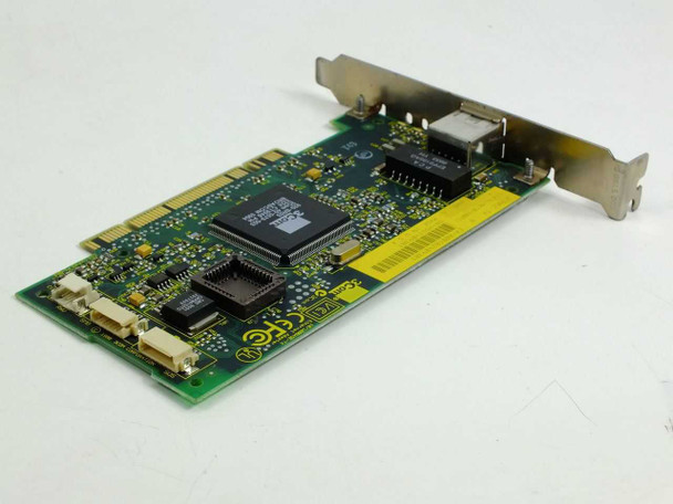 3Com 3C905C-TX EtherLink XL PCI network card – angled rear-left view showing main Broadcom chipset, secondary IC, RJ-45 port, and board markings