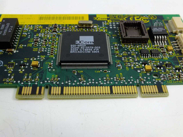 3Com 3C905C-TX – close-up of main controller chip marked 920-BR03, 3Com 40-0579-003, Broadcom 5904 on green PCB