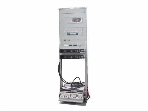 C&D Technologies 110.4025.29 48V Power Plant full rack view showing rectifier modules, LVD, CEMF, and AGM battery string at base