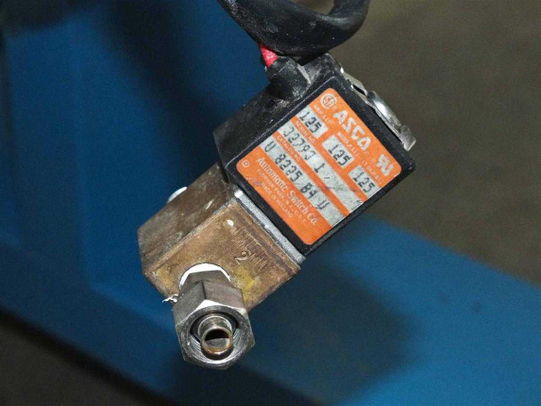 ASCO solenoid valve mounted on CRL 2200RP water system showing orange label and brass body