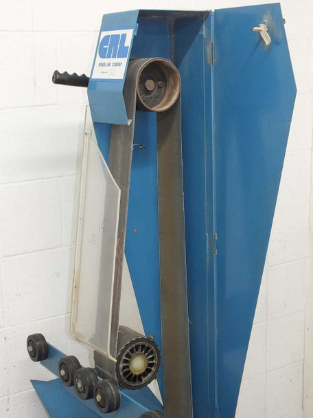 CRL 2200RP right-side view with side panel on, showing top roller, clear plastic splash guard, and guide roller array