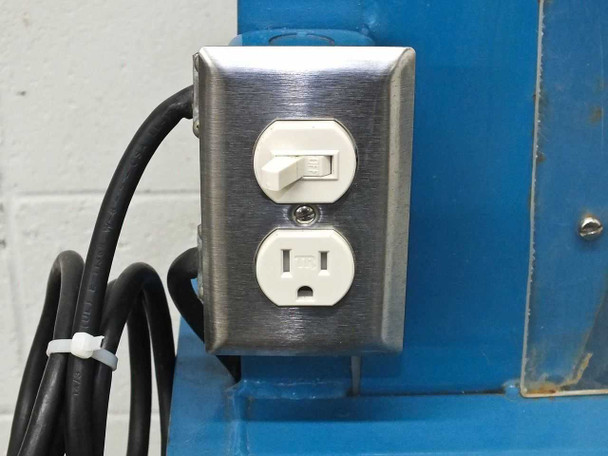 CRL 2200RP power control box showing stainless steel faceplate with toggle switch and NEMA 5-15R duplex outlet