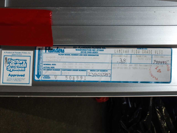 Flanders 0-009-2-19-07-SU-00-F2-22J46J Laminar Flow Grade VLSI HEPA Filter